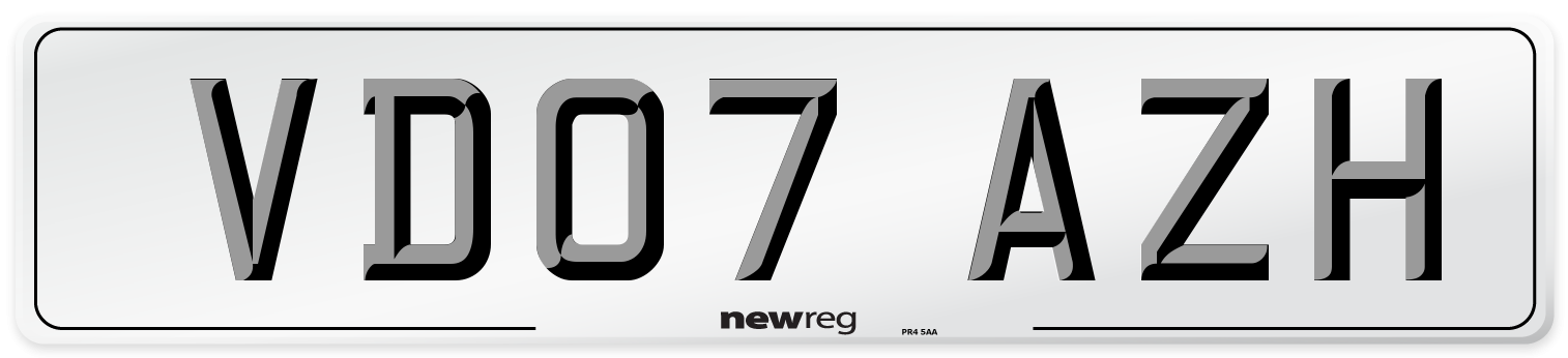 VD07 AZH Number Plate from New Reg